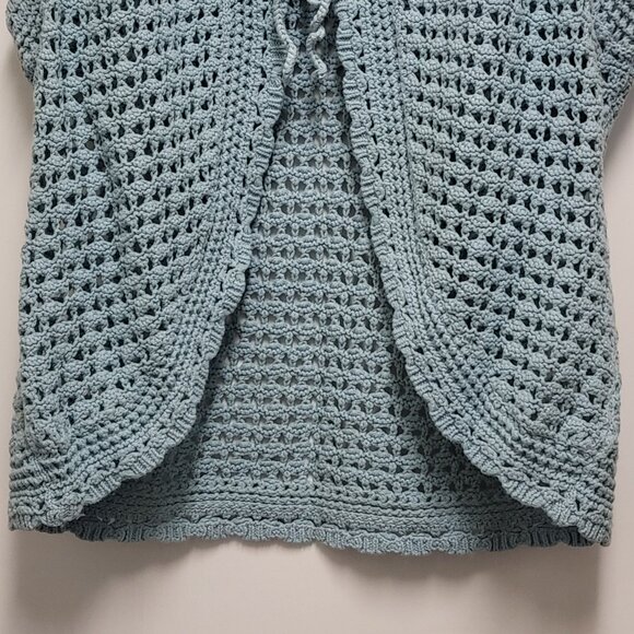 Vintage Heather B Womens Crochet Vest Cardigan 2X Plus Open Knit Tie Up Dillards - Picture 3 of 14